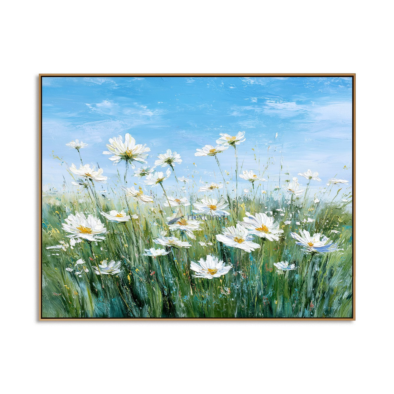Daisy Meadow Wall Art with Blue Sky#LL20260025