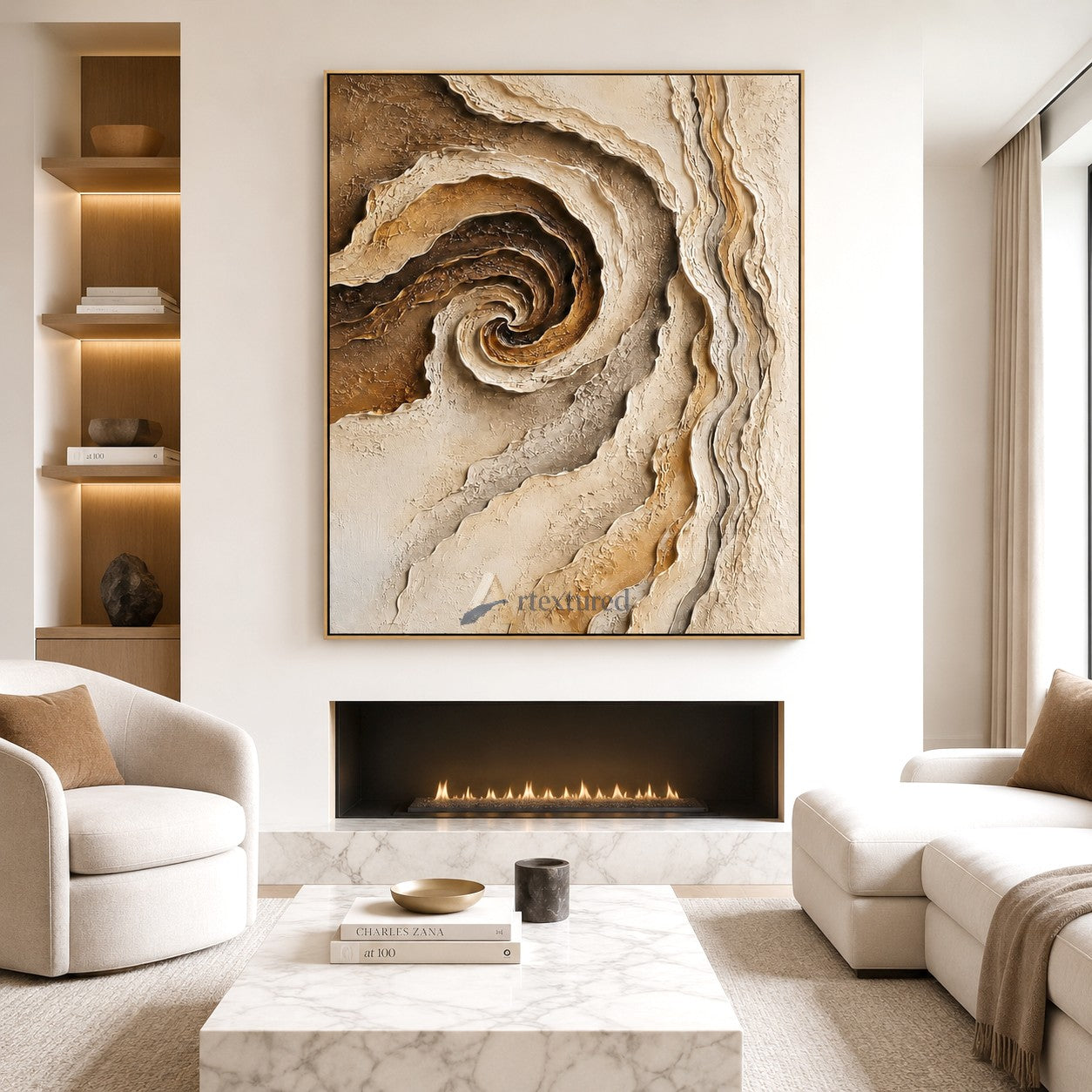 Neutral Swirl Textured Abstract Wall Art#LL20260026