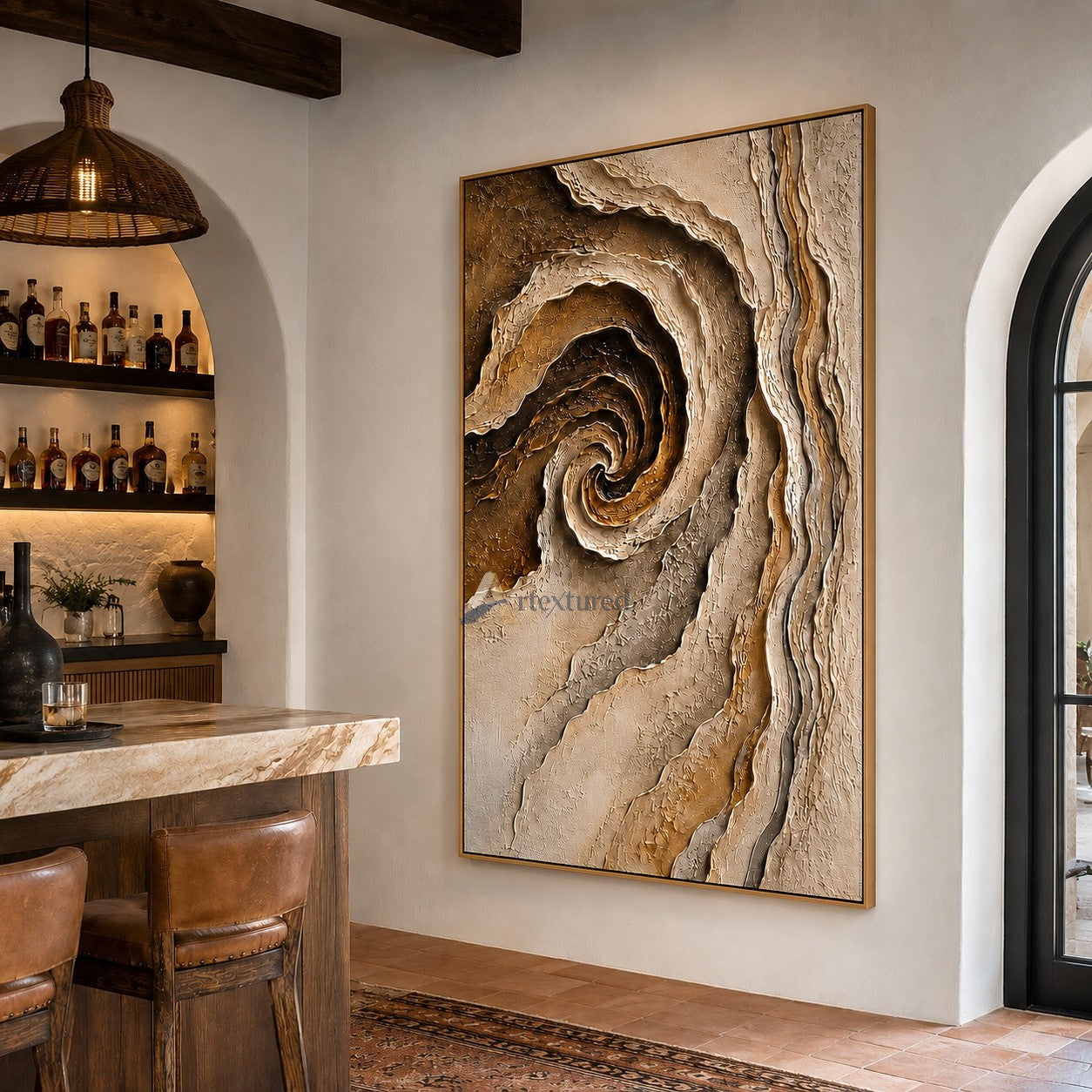 Neutral Swirl Textured Abstract Wall Art#LL20260026
