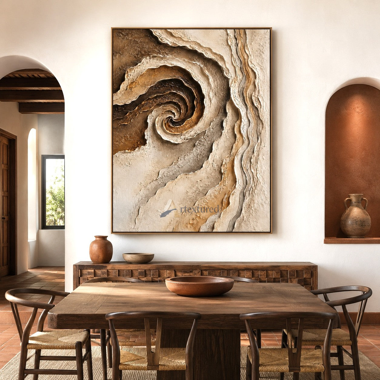 Neutral Swirl Textured Abstract Wall Art#LL20260026