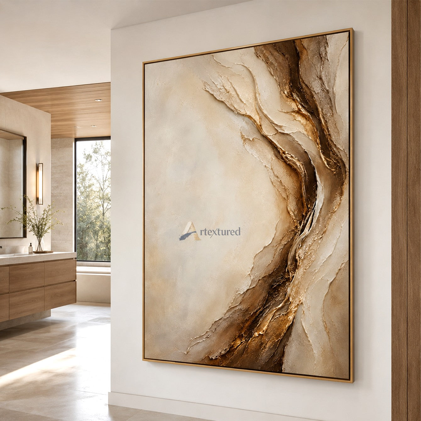 Neutral Brown Textured Abstract Wall Art#LL20260028