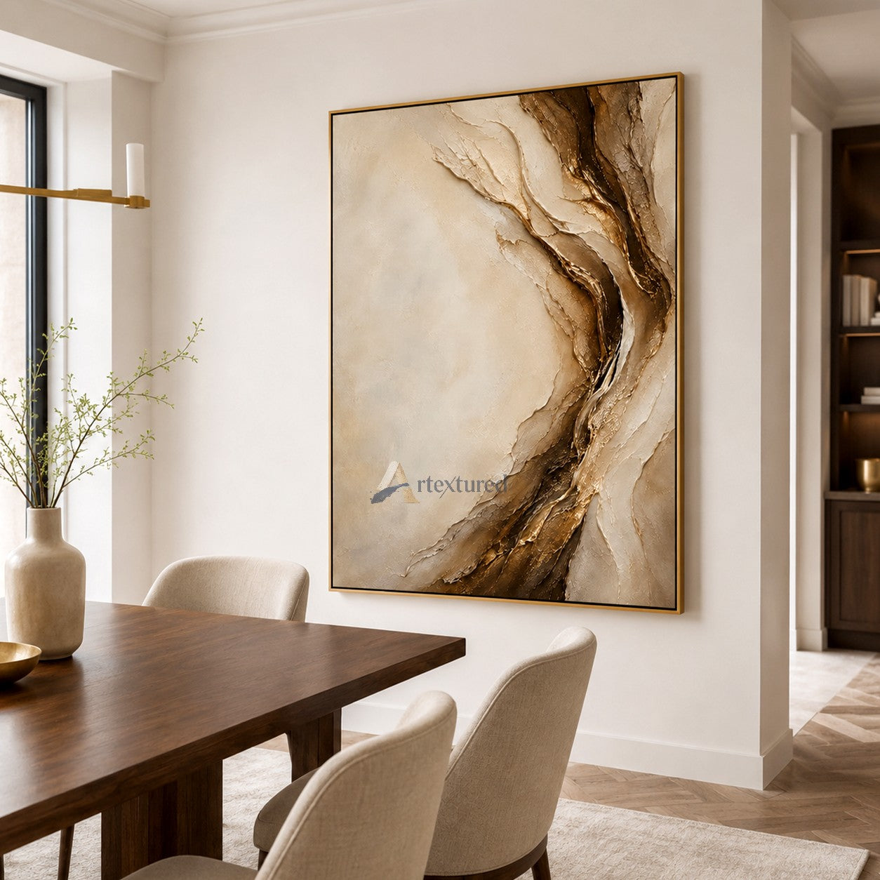 Neutral Brown Textured Abstract Wall Art#LL20260028