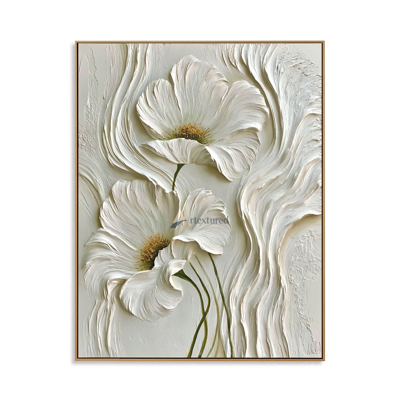 White 3D Floral Textured Wall Art#LL20260029