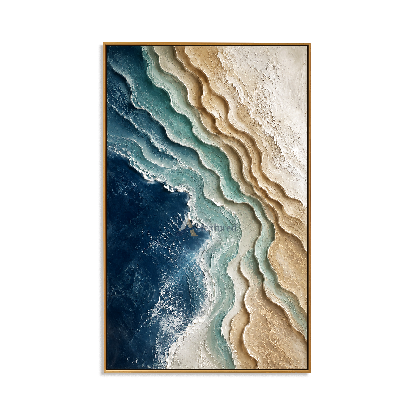 Blue Coastal Textured Abstract Wall Art#LL20260030