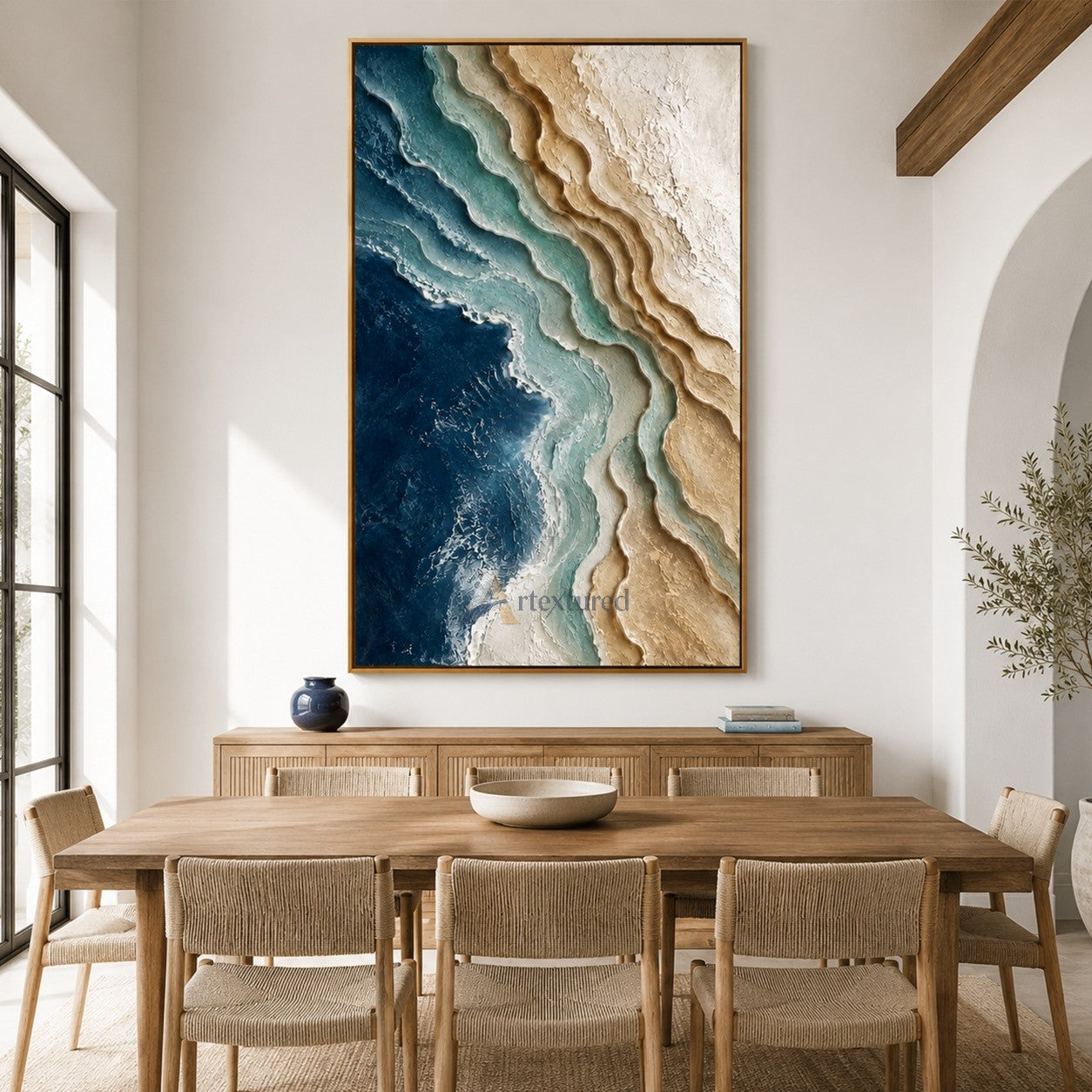 Blue Coastal Textured Abstract Wall Art#LL20260030