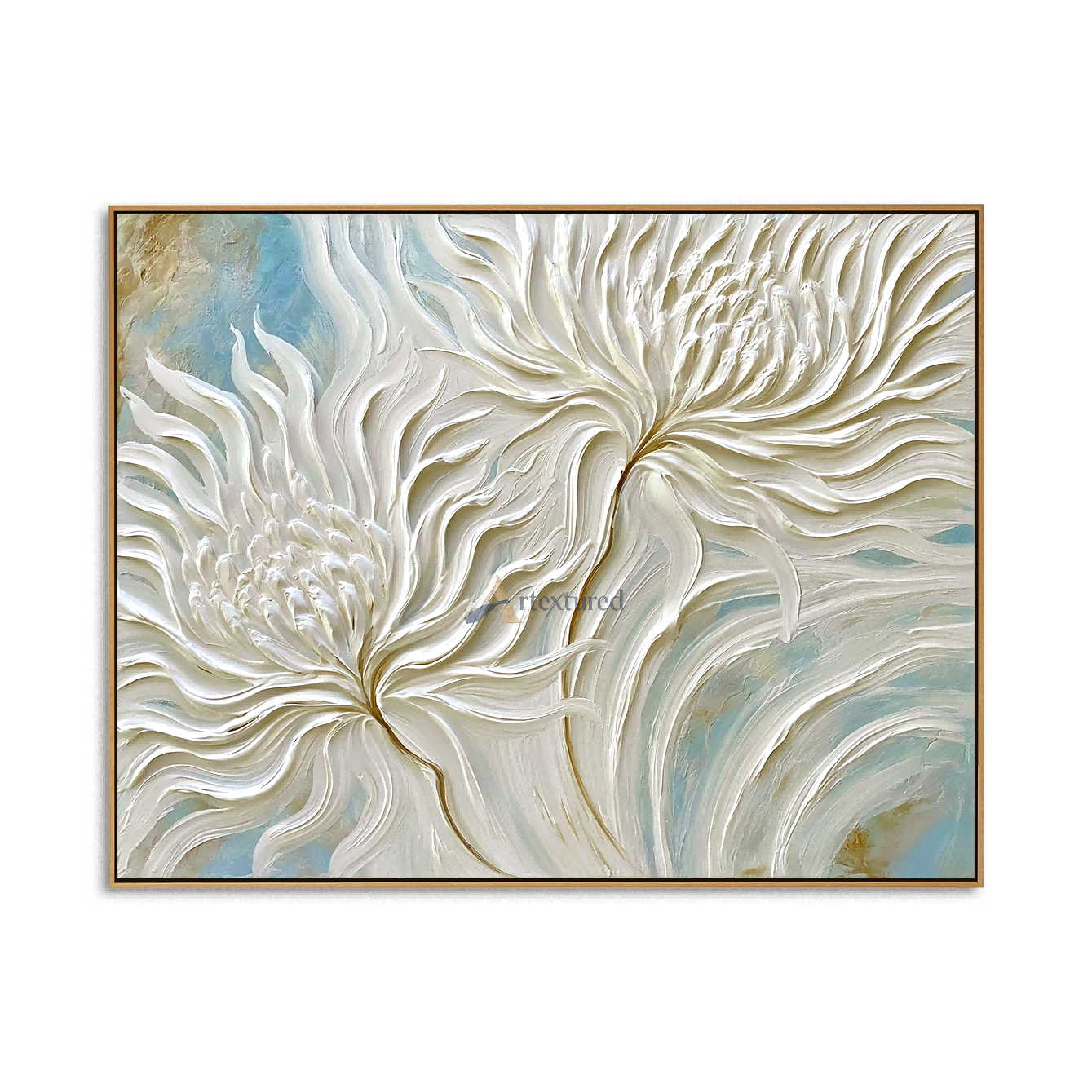 White 3D Floral Wall Art with Soft Blue Background#LL20260031