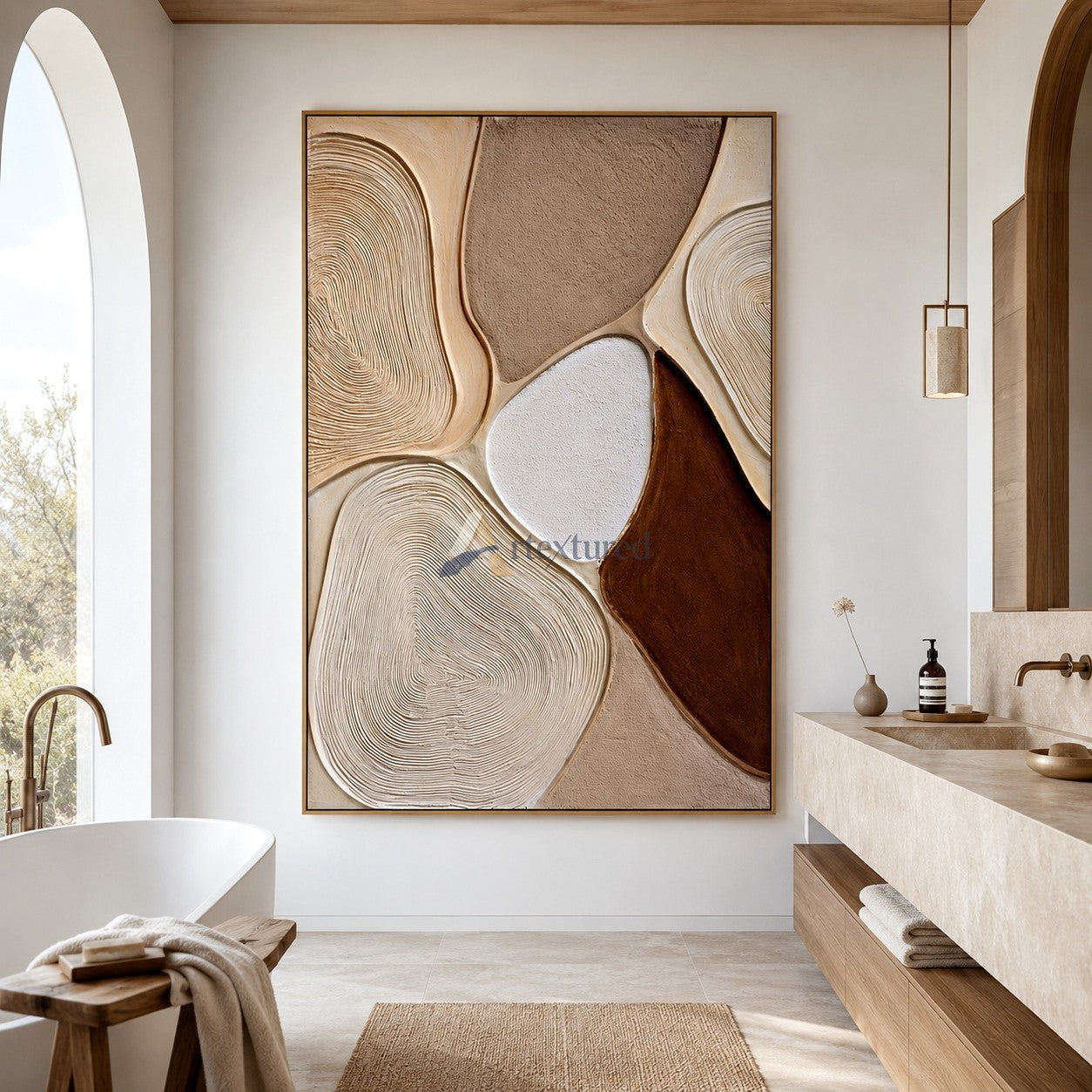 Neutral Textured Wall Art – Organic Modern Abstract Canvas Painting#LL20260033