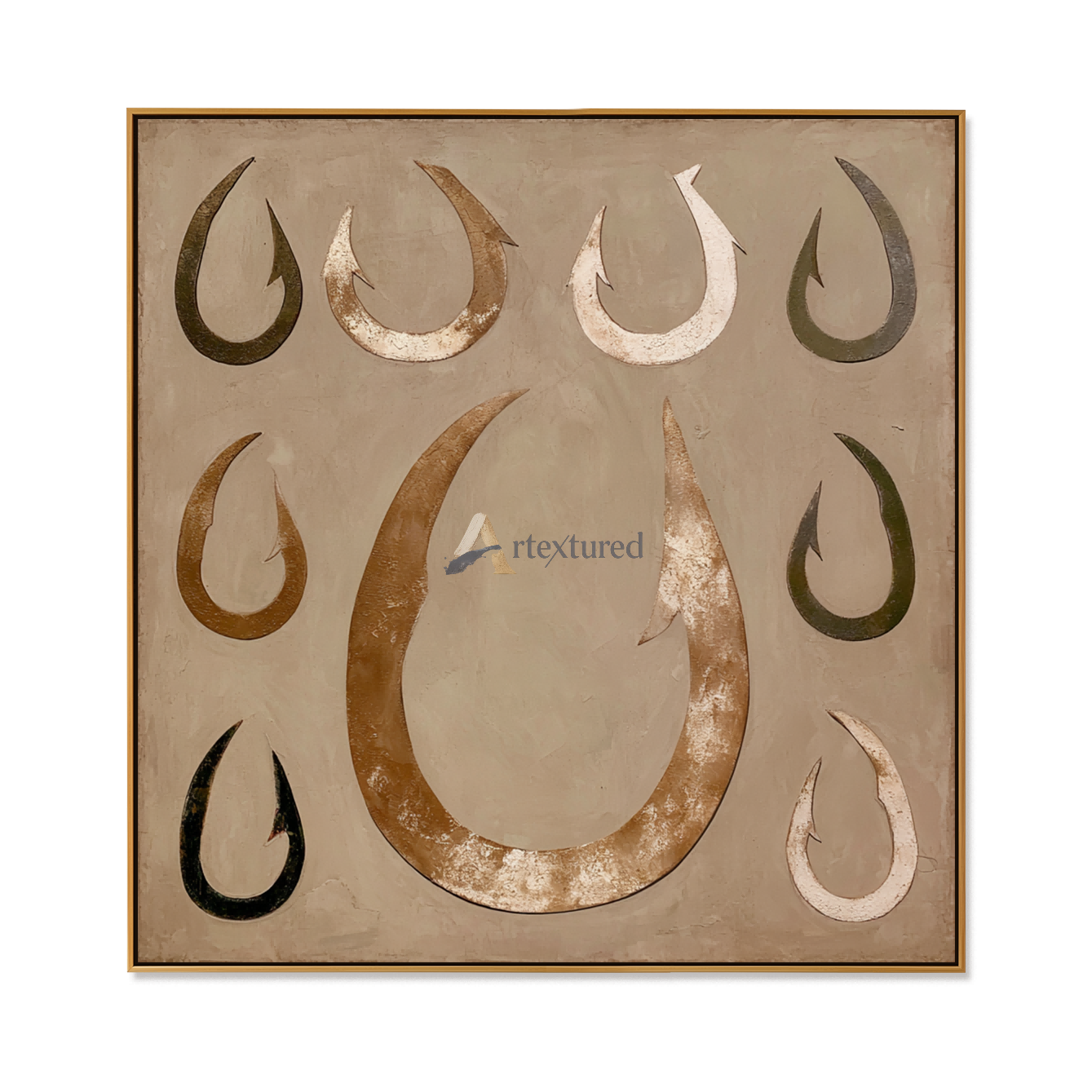 Abstract Hook Wall Art – Neutral Textured Canvas Painting#LL20260035