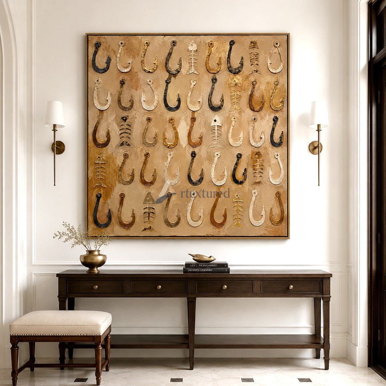 Nautical Anchor Wall Art – Vintage Textured Canvas Painting#LL20260039