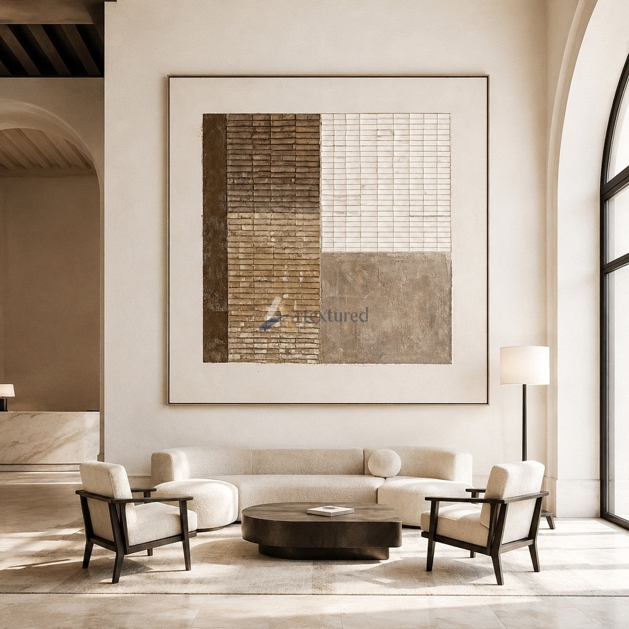 Structured Earth – Neutral Geometric Textured Painting#LL20260044