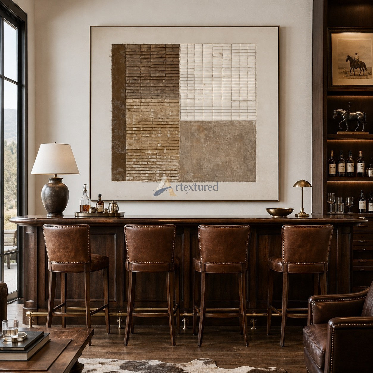Structured Earth – Neutral Geometric Textured Painting#LL20260044