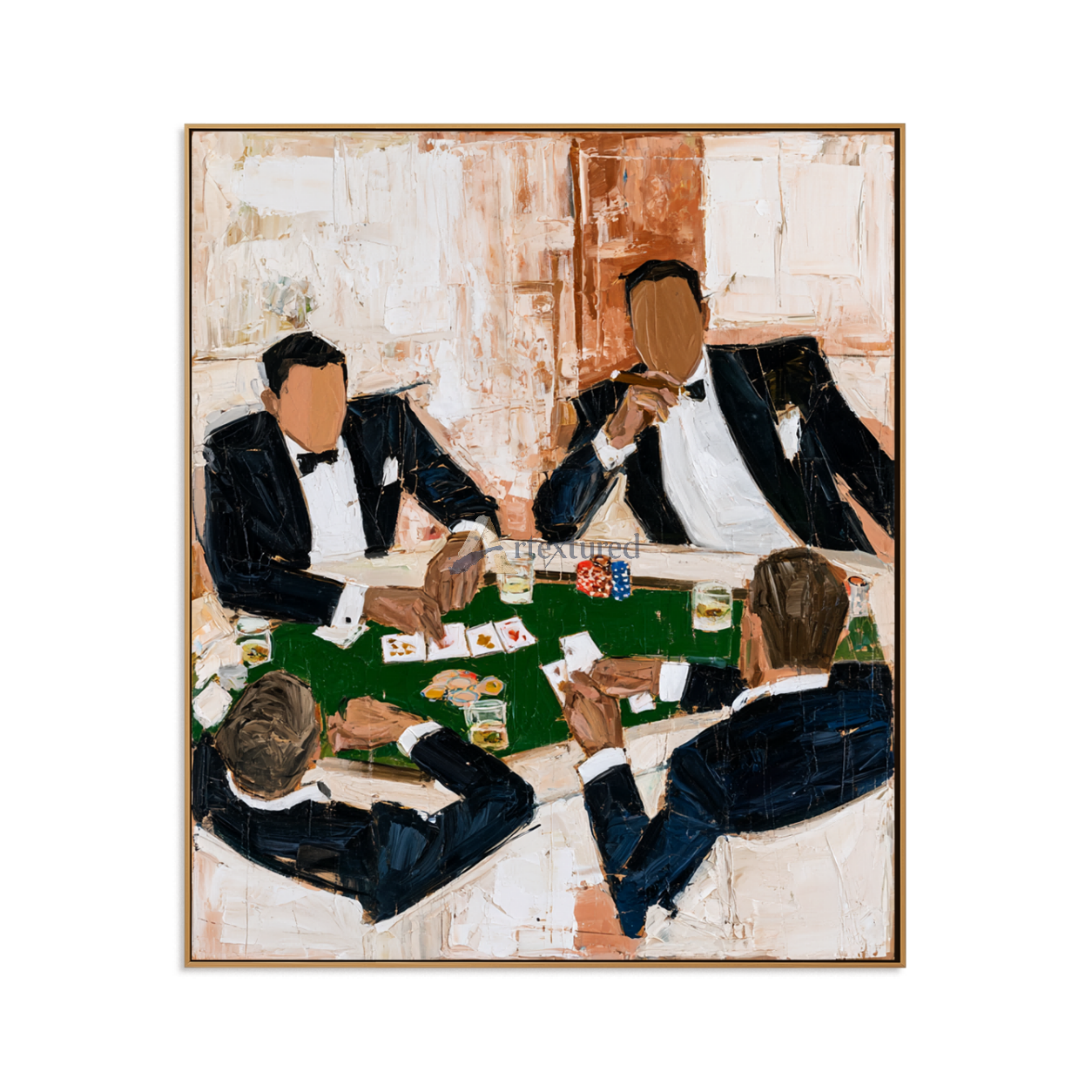 The Final Hand – Textured Poker Night Painting#LL20260047