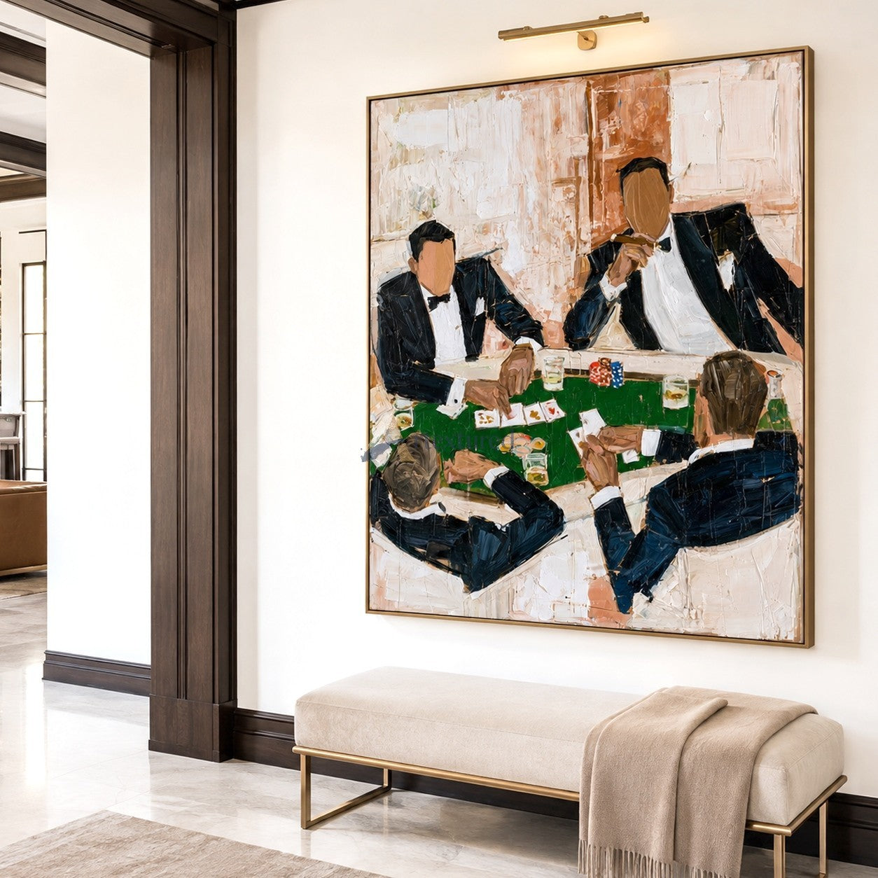 The Final Hand – Textured Poker Night Painting#LL20260047