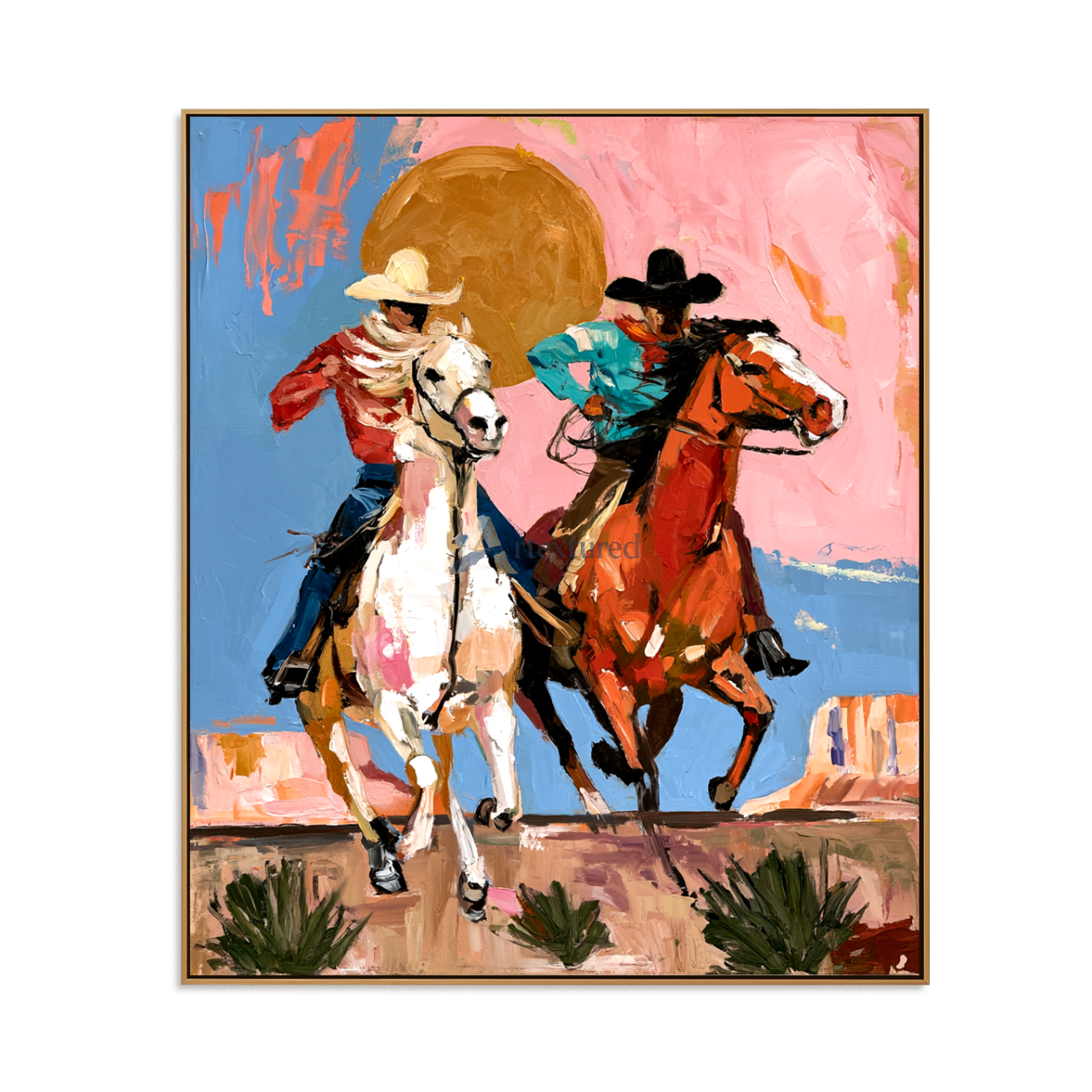 Wild Horizon – Colorful Western Cowboy Painting#LL20260051