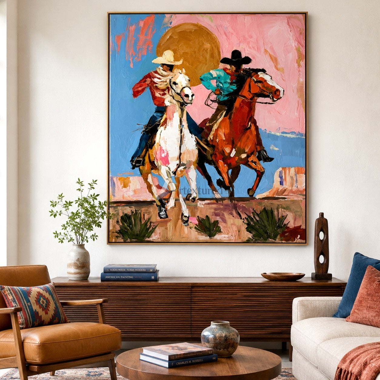 Wild Horizon – Colorful Western Cowboy Painting#LL20260051