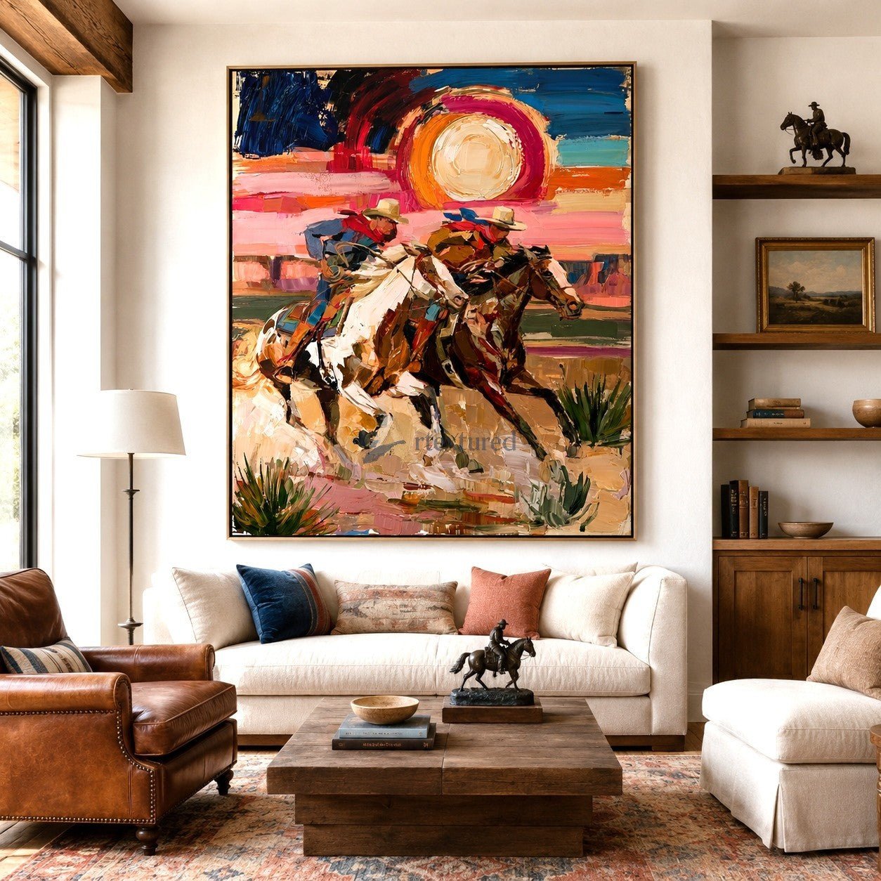 Dust and Glory – Western Cowboy Riding Painting#LL20260054