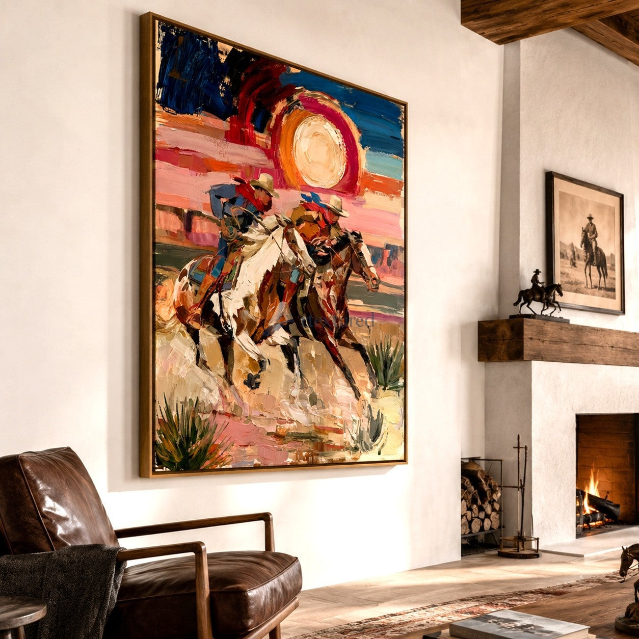Dust and Glory – Western Cowboy Riding Painting#LL20260054