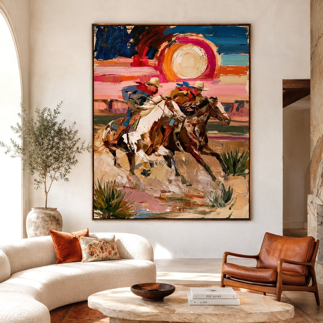 Dust and Glory – Western Cowboy Riding Painting#LL20260054