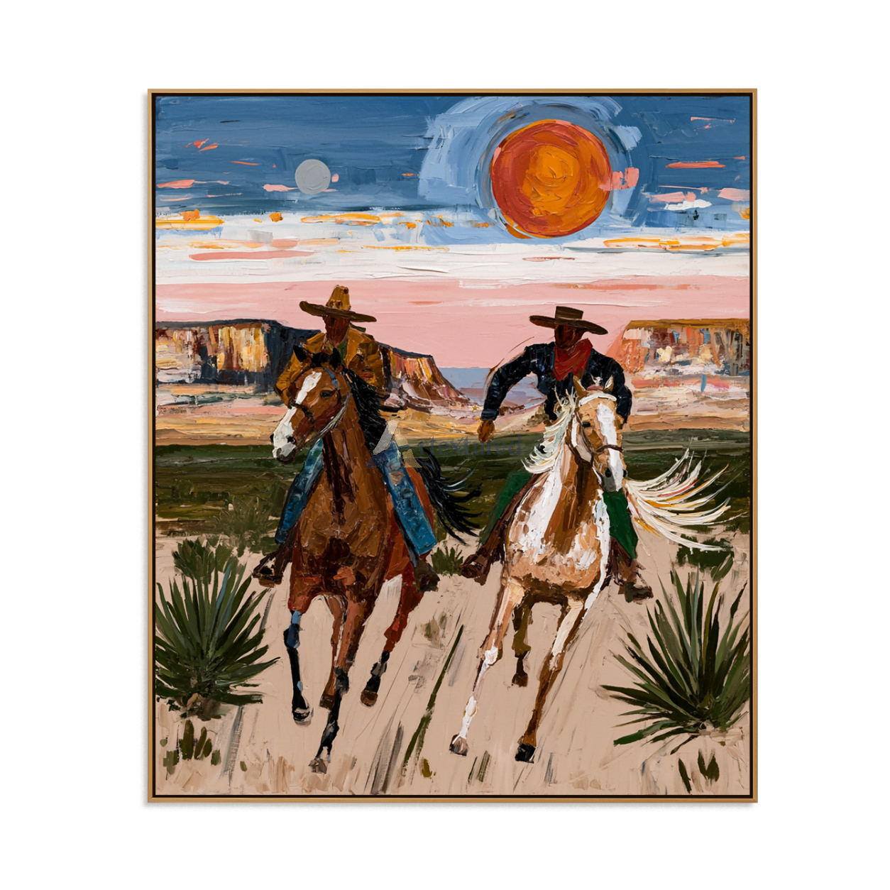 Desert Sun Riders – Western Cowboy Horse Painting#LL20260055