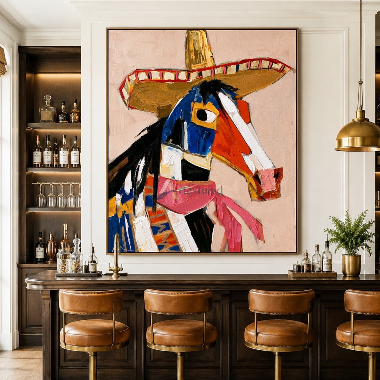 Fiesta Stallion – Colorful Western Horse Painting#LL20260056