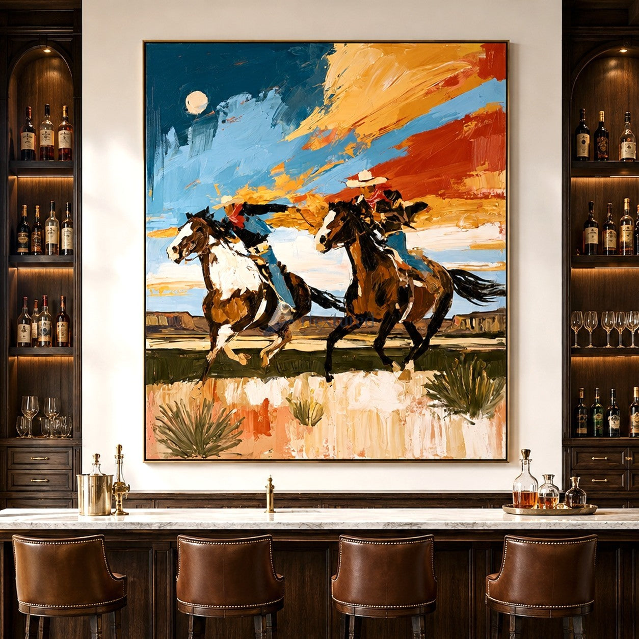 Open Range Riders – Western Cowboy Horse Painting#LL20260057