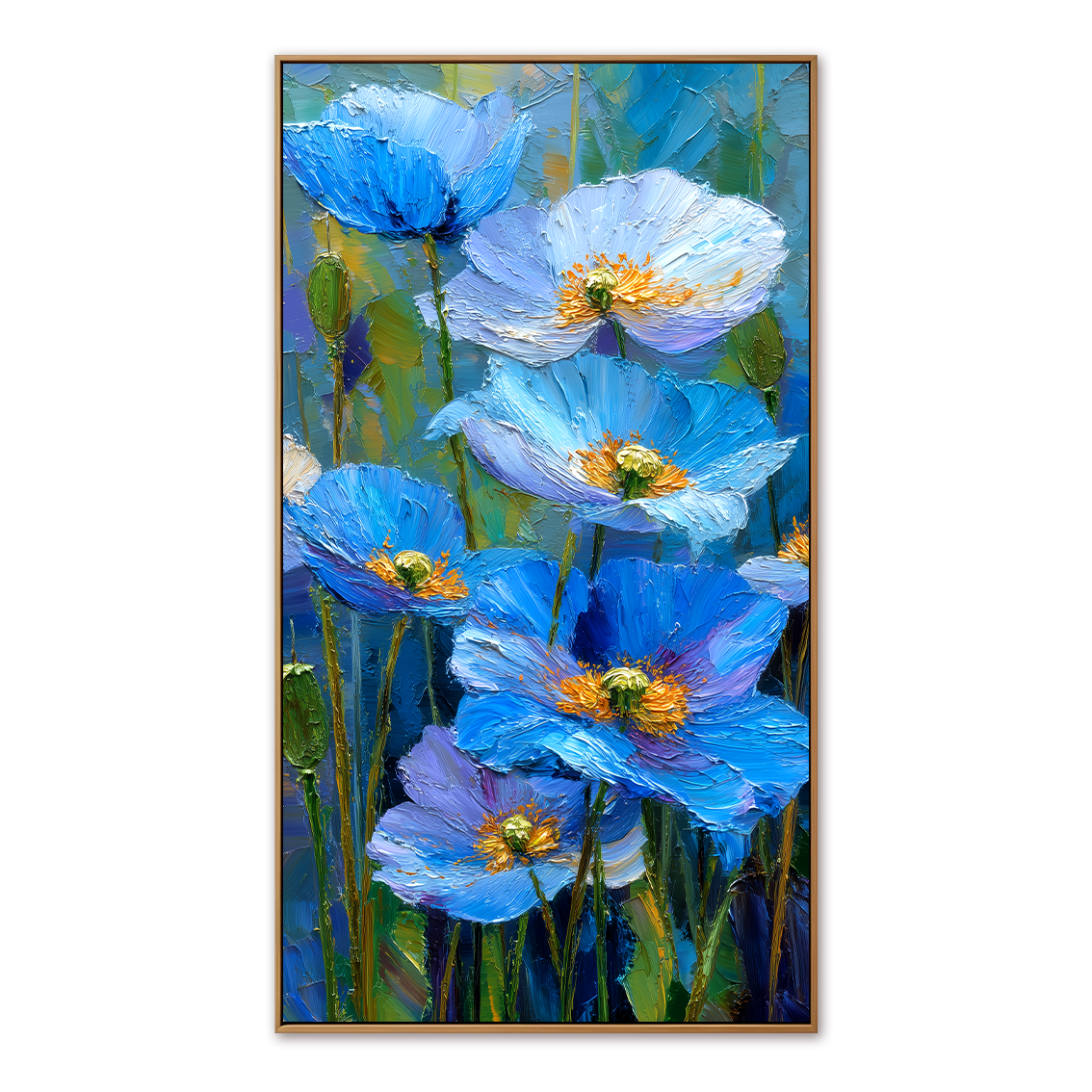 Azure Bloom – 3D Textured Hand-Painted Oil Painting | Blue Floral Wall Art#AB522005