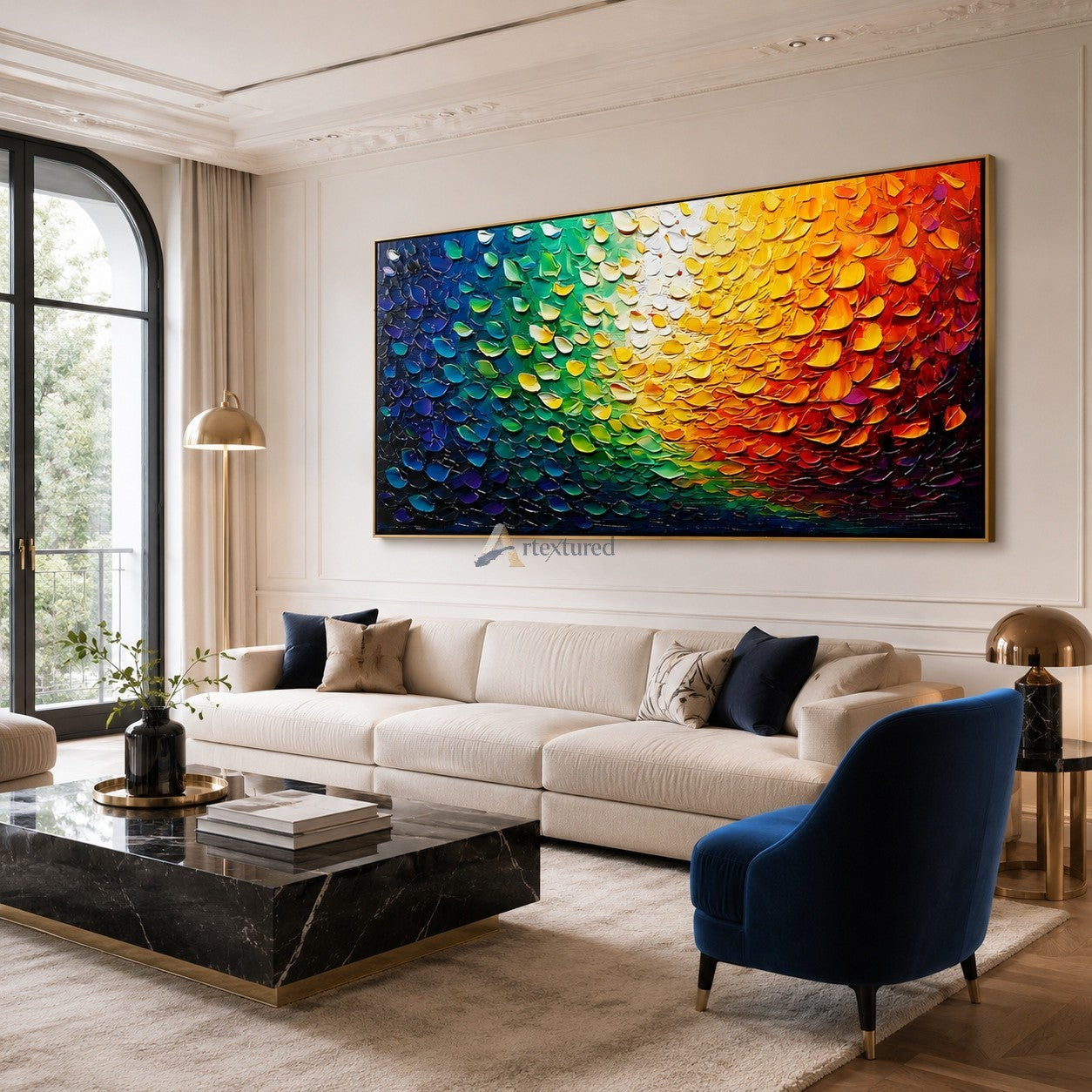 Chromatic Flow – Hand-Painted Colorful Abstract Oil Painting#LL20260071