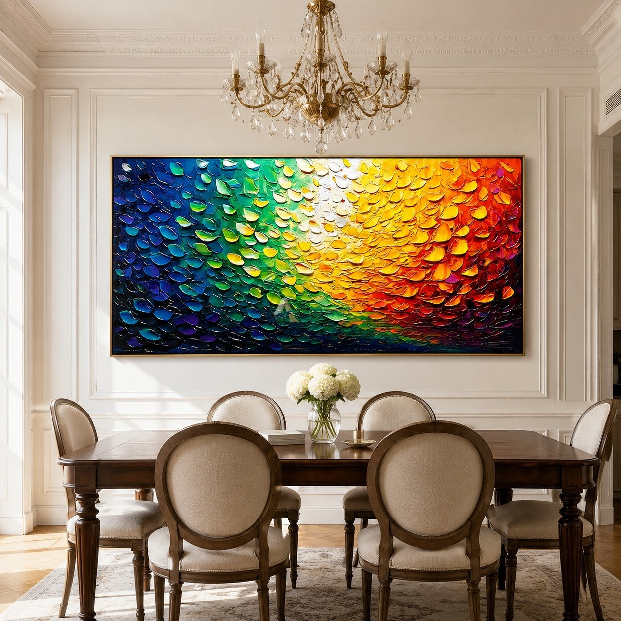 Chromatic Flow – Hand-Painted Colorful Abstract Oil Painting#LL20260071