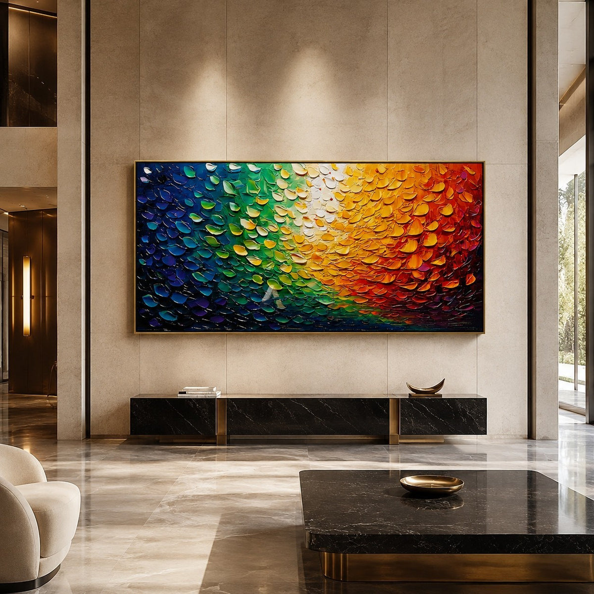 Chromatic Flow – Hand-Painted Colorful Abstract Oil Painting#LL20260071