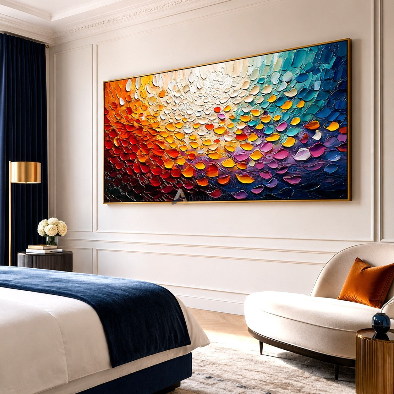 Prismatic Current – Hand-Painted Colorful Abstract Oil Painting#LL20260072