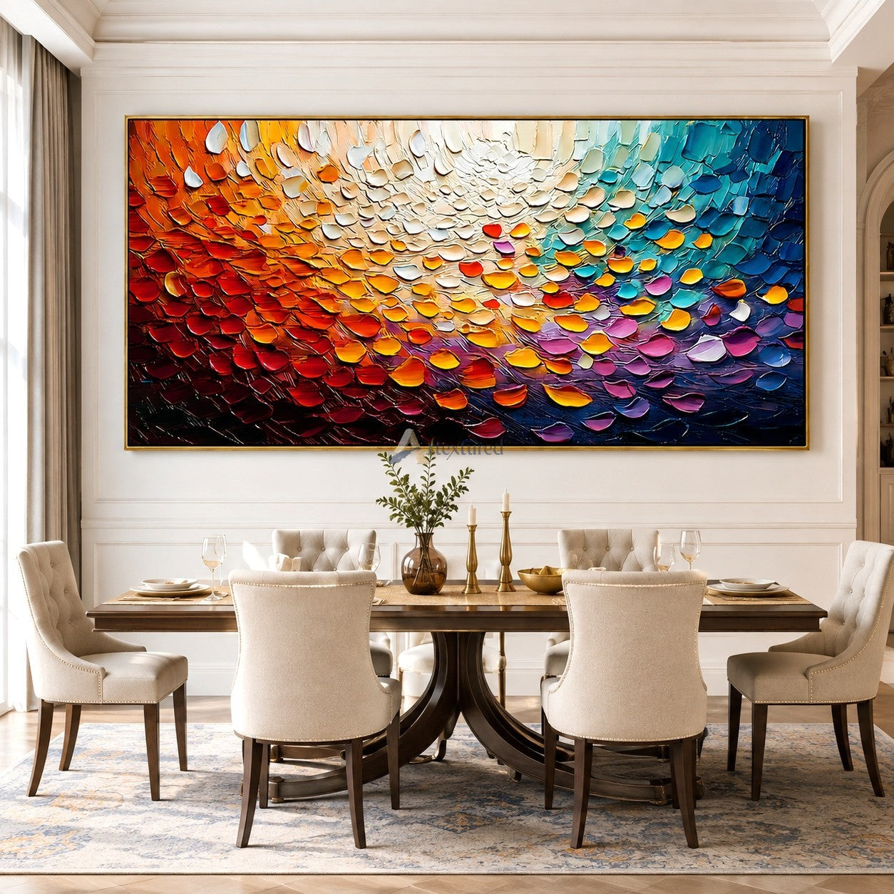 Prismatic Current – Hand-Painted Colorful Abstract Oil Painting#LL20260072