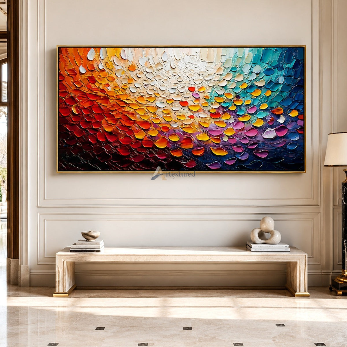Prismatic Current – Hand-Painted Colorful Abstract Oil Painting#LL20260072