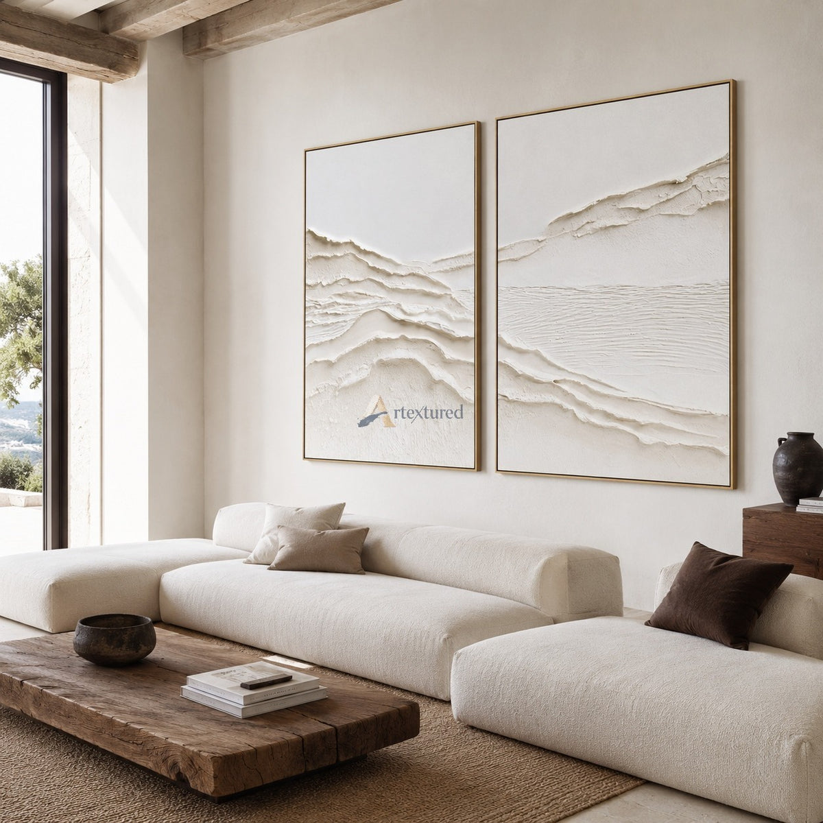 Quiet Horizons – Handcrafted Sculptural Wall Art Set of 2#LL20260075