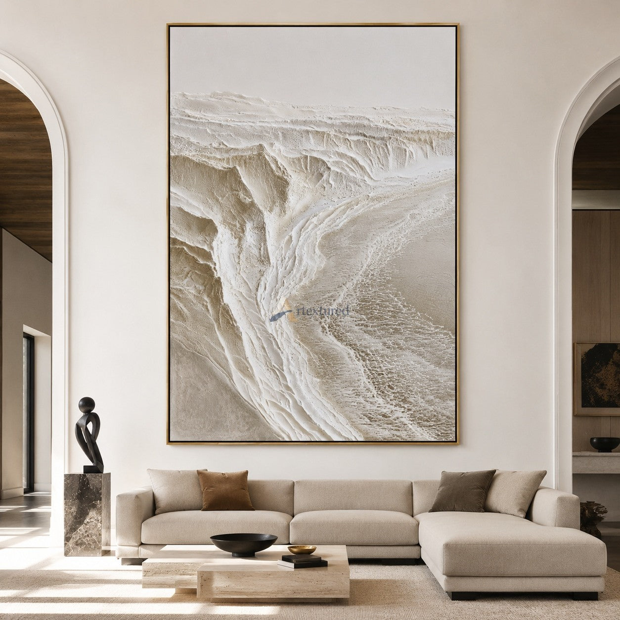 Sculpted Cove – Handcrafted Neutral Textured Wall Art#LL20260078