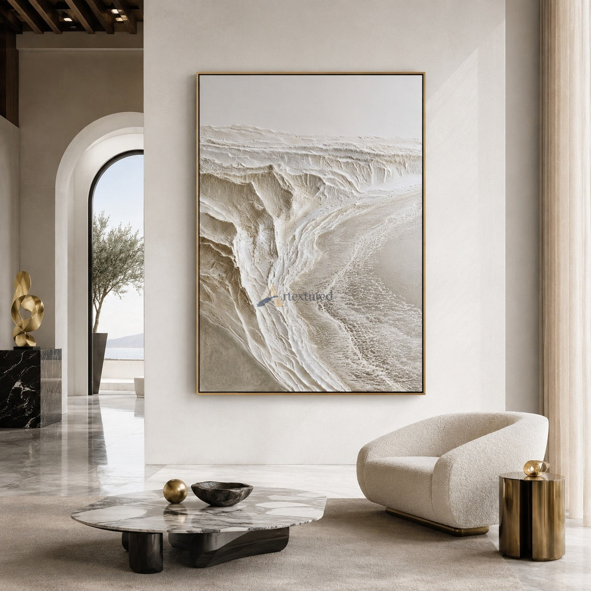 Sculpted Cove – Handcrafted Neutral Textured Wall Art#LL20260078