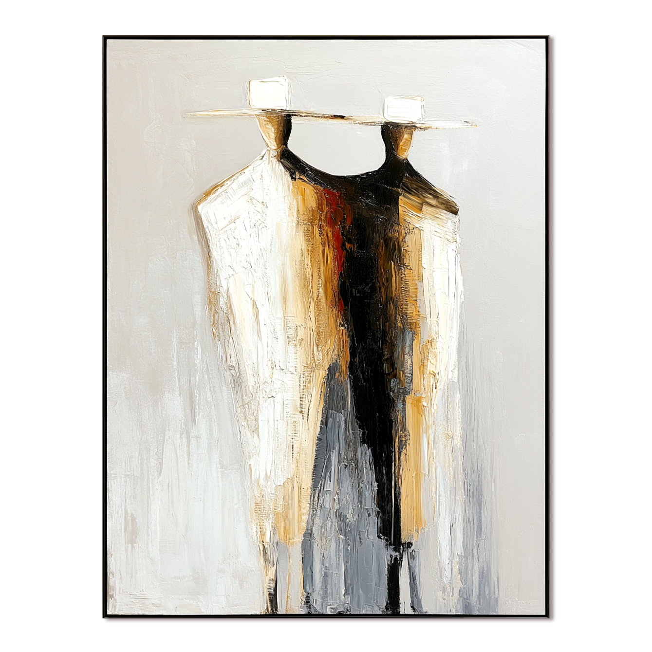 Silent Alliance – Textured Abstract Figurative Oil Painting#AB522009