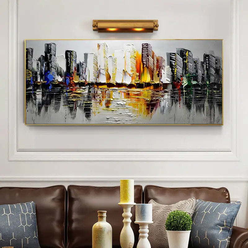 Large Cityscape Artwork Original Abstract Painting #ypy505