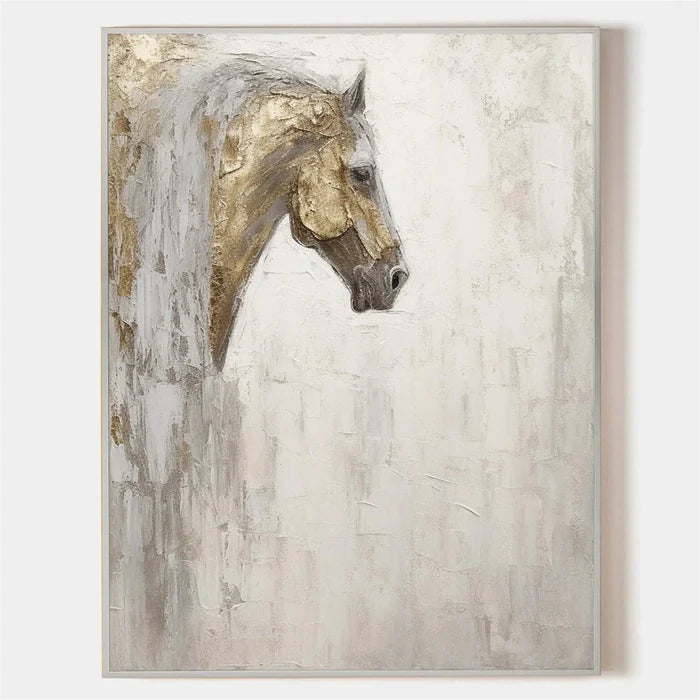 Majestic Grace - Hand-Painted Horse Textured Oil Painting