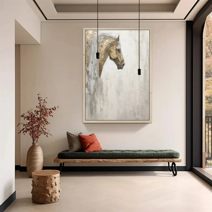 Majestic Grace - Hand-Painted Horse Textured Oil Painting