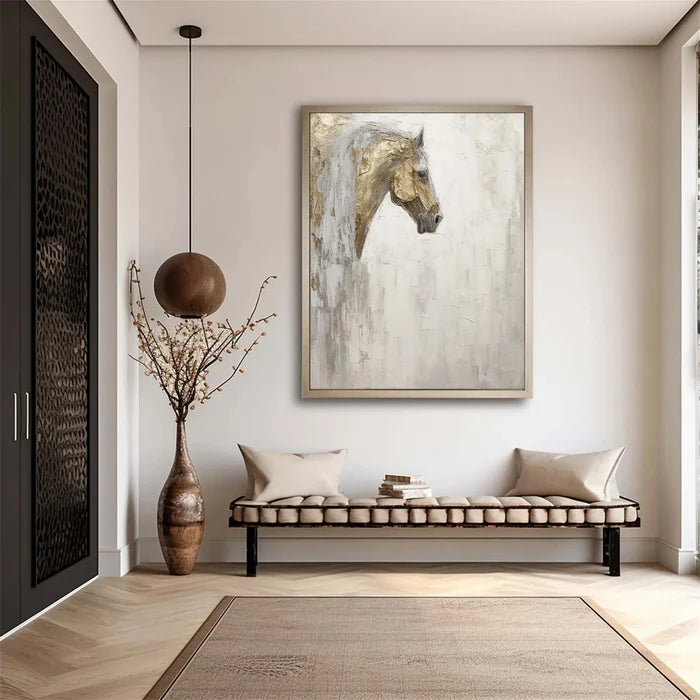 Majestic Grace - Hand-Painted Horse Textured Oil Painting