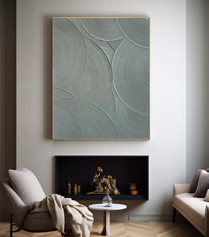 Minimalist Circular Texture Oil Painting - Modern Abstract Wall Art