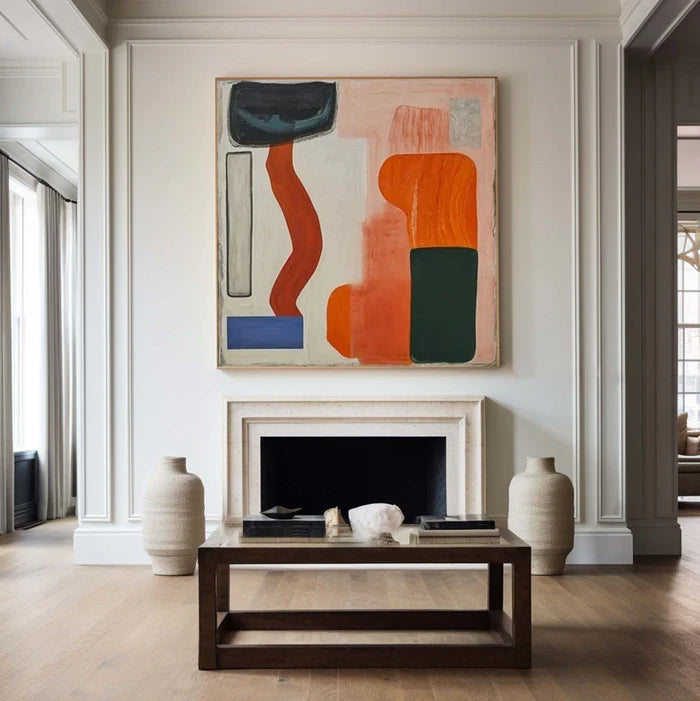Modern Harmony - Geometric Abstract Color Block Oil Painting