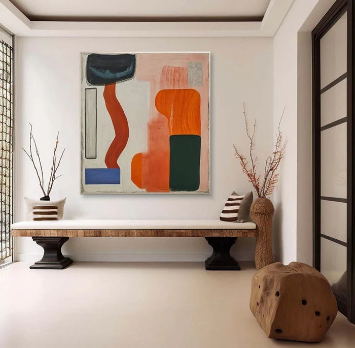 Modern Harmony - Geometric Abstract Color Block Oil Painting