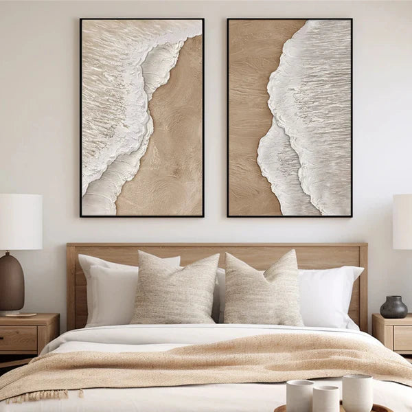 Ocean Waves Textured Abstract Wall Art Set of 2