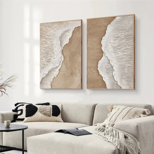 Ocean Waves Textured Abstract Wall Art Set of 2