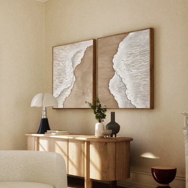 Ocean Waves Textured Abstract Wall Art Set of 2