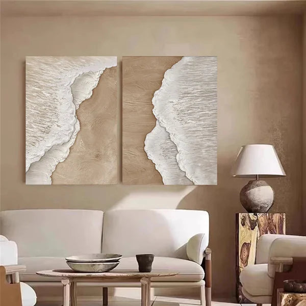 Ocean Waves Textured Abstract Wall Art Set of 2