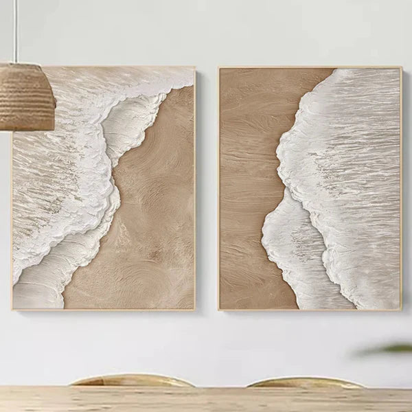 Ocean Waves Textured Abstract Wall Art Set of 2