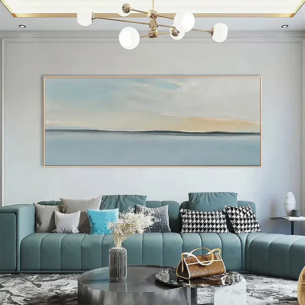 Serene Sky and Ocean Horizon Canvas Art