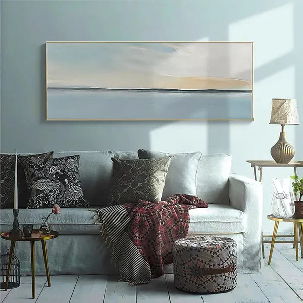 Serene Sky and Ocean Horizon Canvas Art